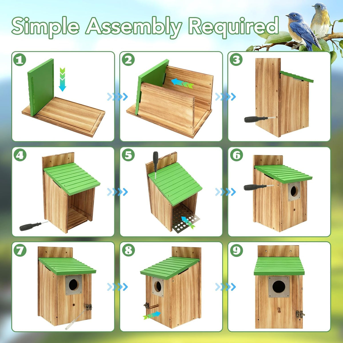 Fitroho Bird Houses for Outside - Natural Cedar Wood Bluebird Houses