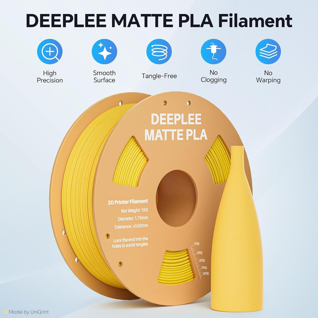 Matte PLA Filament 1.75mm 1kg Black | 3D Printer Filament Dimensional Accuracy +/- 0.02mm, No Clogging, Higher Toughness