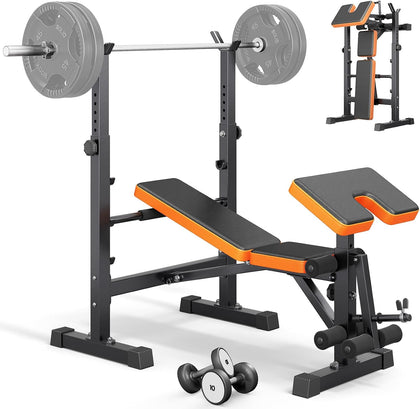 Multi-Function All in 1 Weight Bench Set - Multi-Positions Heavy Duty Weight Lifting Sit Up Bench Workout Benchs