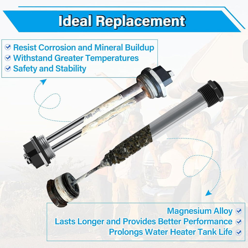RV Water Heater Elements Kit Compatible with Suburban Water Heater Tanks, Include 9.25" Magnesium Anode Rod*1, 520900 Electric Water Heating Element*1, Dual Hex Wrench*1 and Tape*1 Replacement Parts