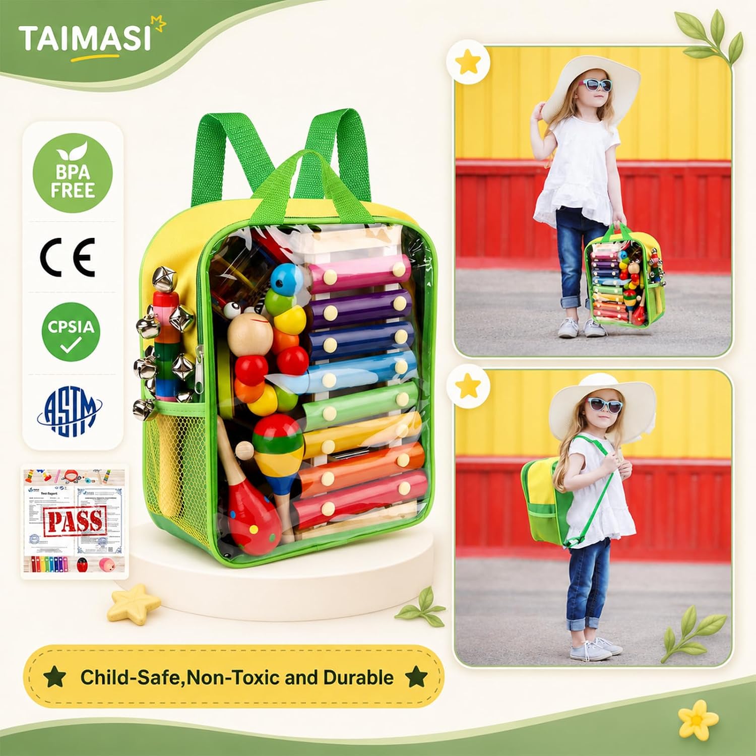 Kids Musical Instruments, 33Pcs 18 Types Wooden Percussion Instruments Tambourine Xylophone Toys for Kids Children