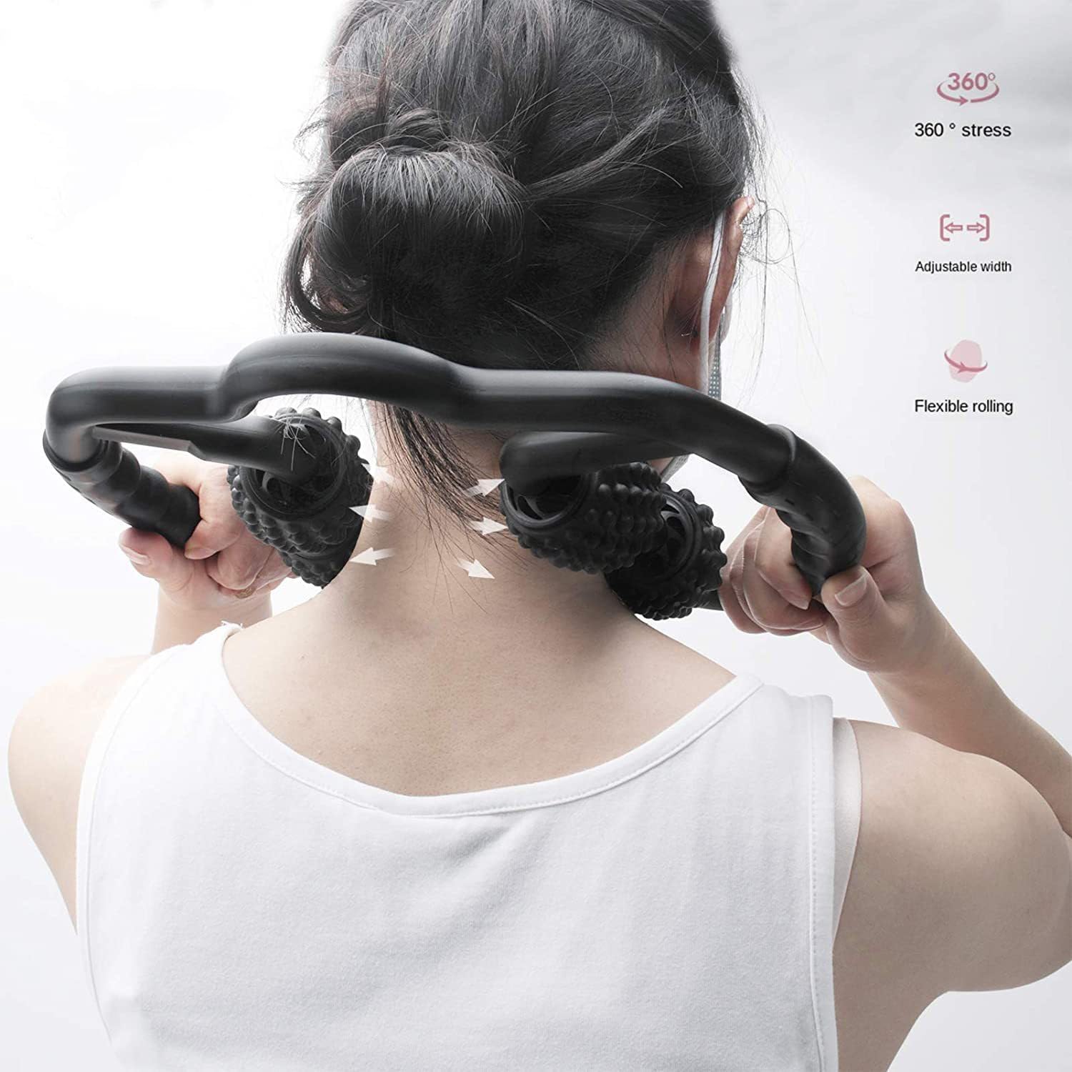 4 Wheels Foam Roller Muscle Massager for Leg Neck Hand Arm,Trigger Point Muscle Relax Massager Indoor Sports Yoga