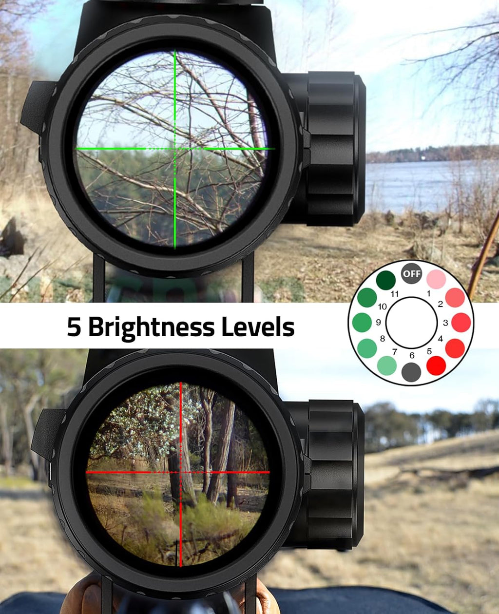 3-9x40 Rifle Scope, Red & Green Illuminated Optical Riflescope, 1 inch Tube Scope for Hunting with Mounts