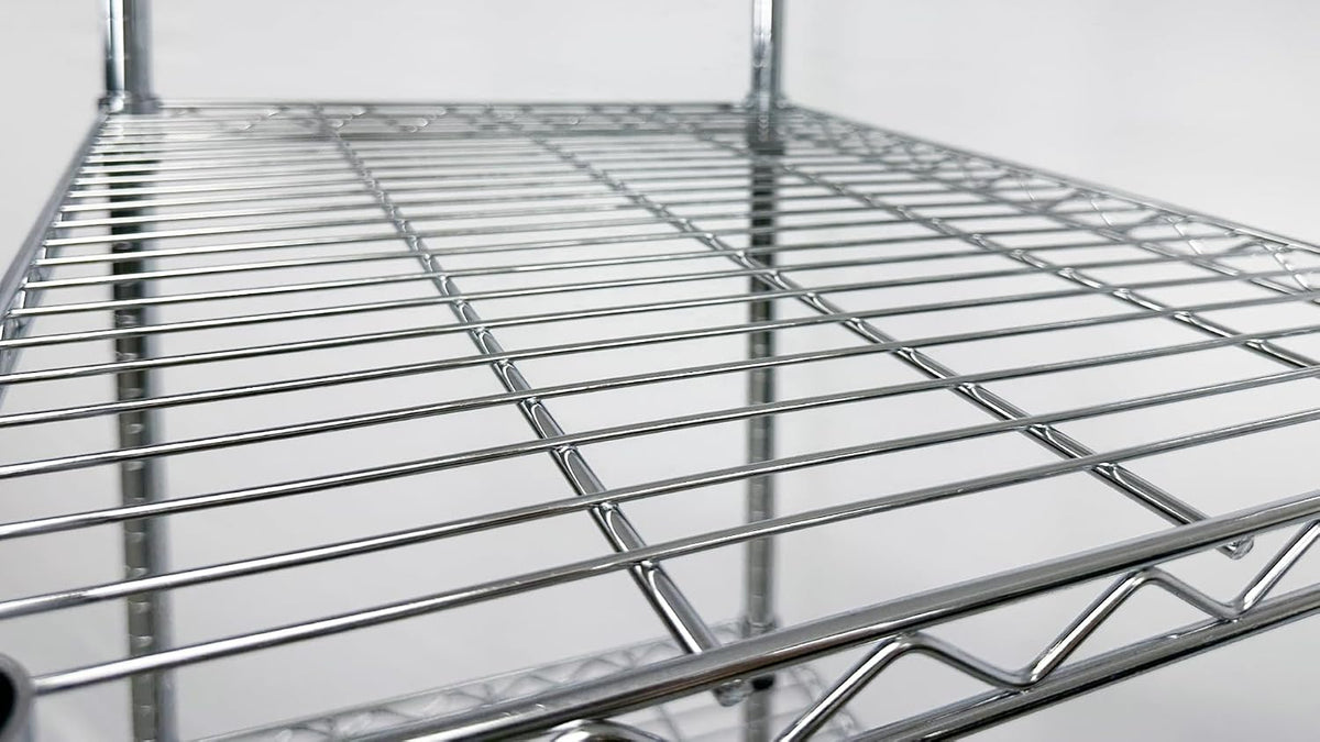 Commercial Chrome Wire Shelving Rack, All Stainless-steel Heavy Duty 4 Tier Wire Shelf W60xD18xH71