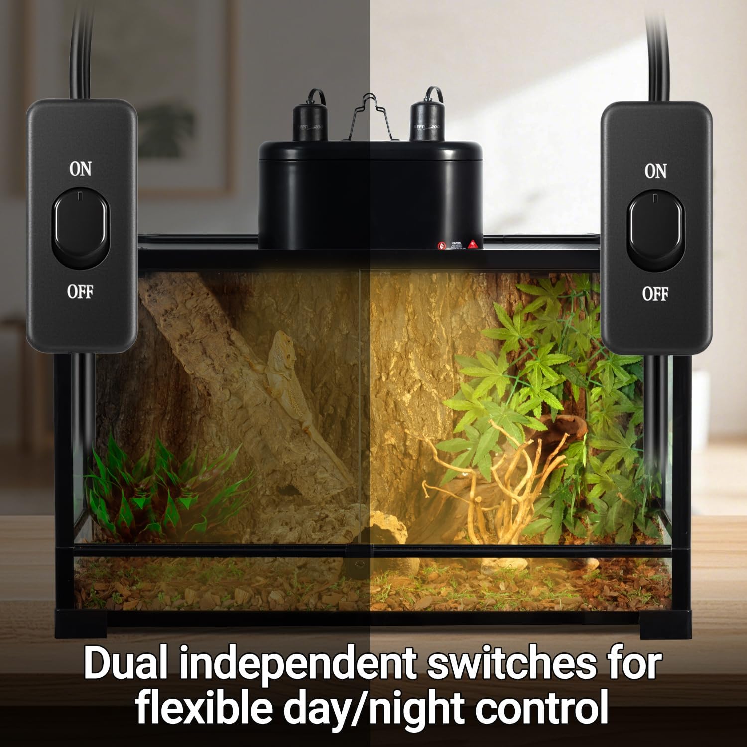 Dual Reptile Light Fixture for Reptile Dome UVB Lamp Fixture Dual Reptile Reflector Dome Lamp Cap Combo Integration