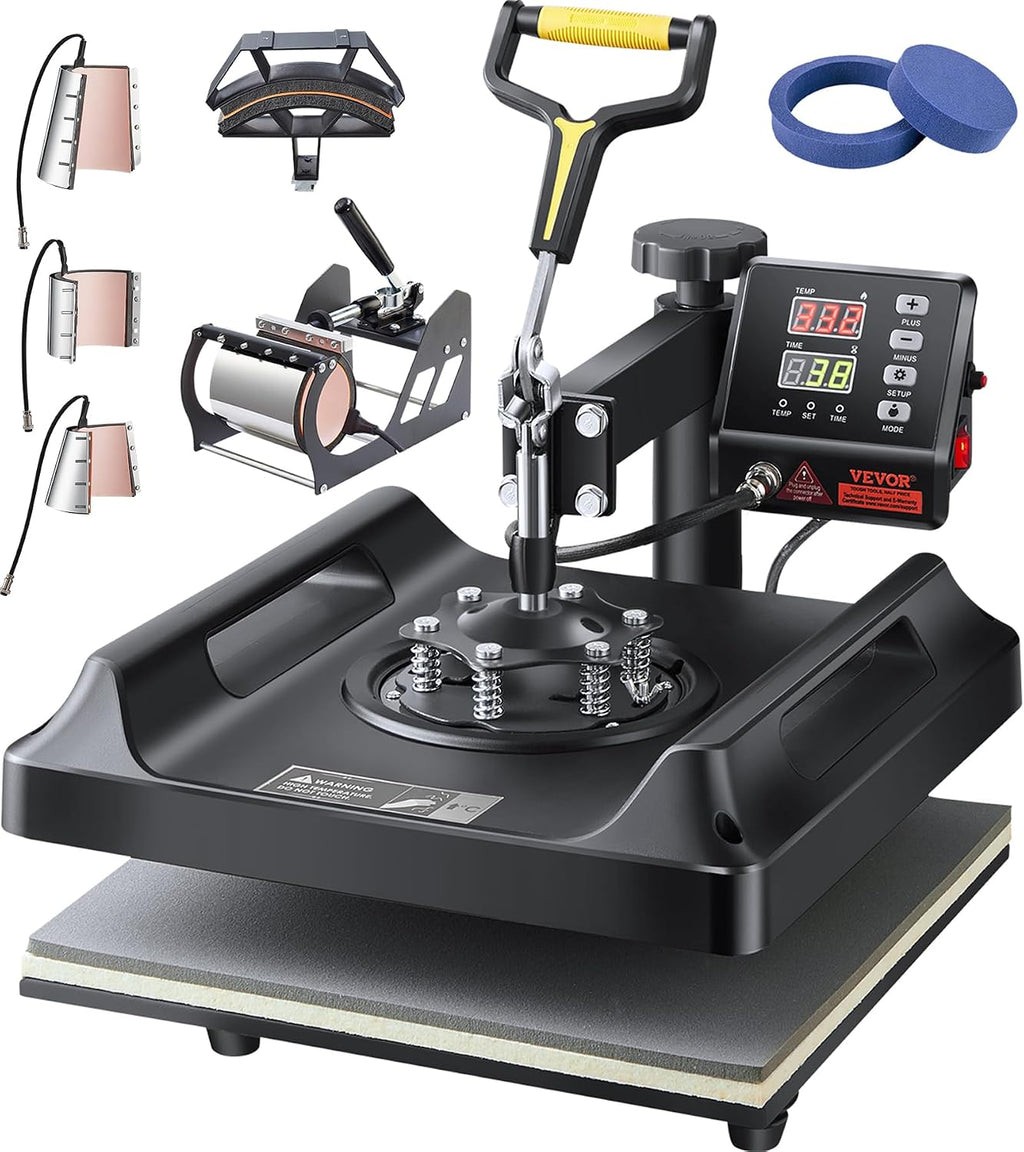 Heat Press Machine 8 in 1 Combo T Shirt Printing Machine 15x15 Black | Multifunction Transfer Machine Sublimation for