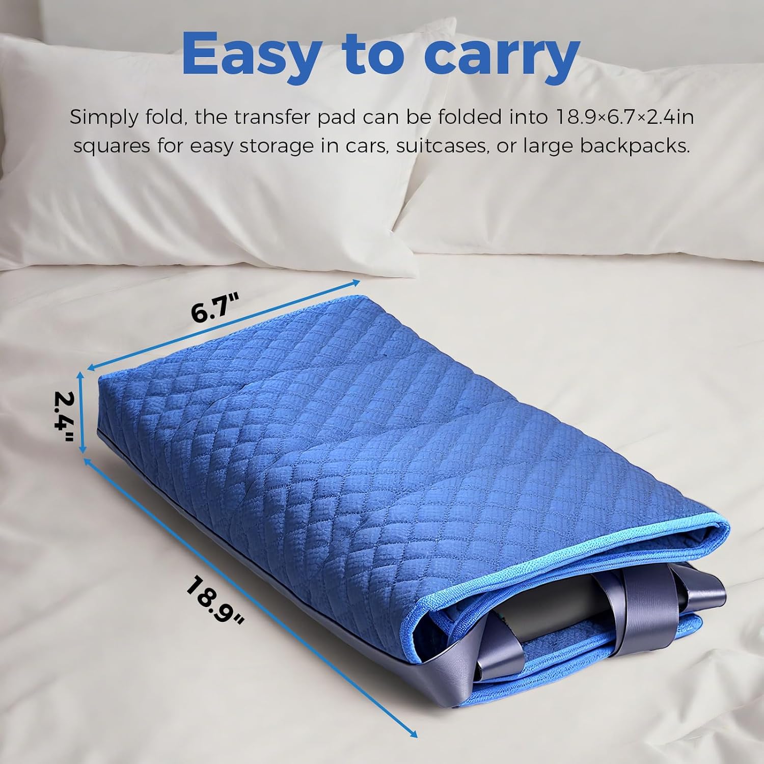 Heavy - Duty Wheelchair Transfer Pad - 260 LBS Capacity, 8 Sponge Handles, Oxford Fabric - Patient Lift Transfer Mat