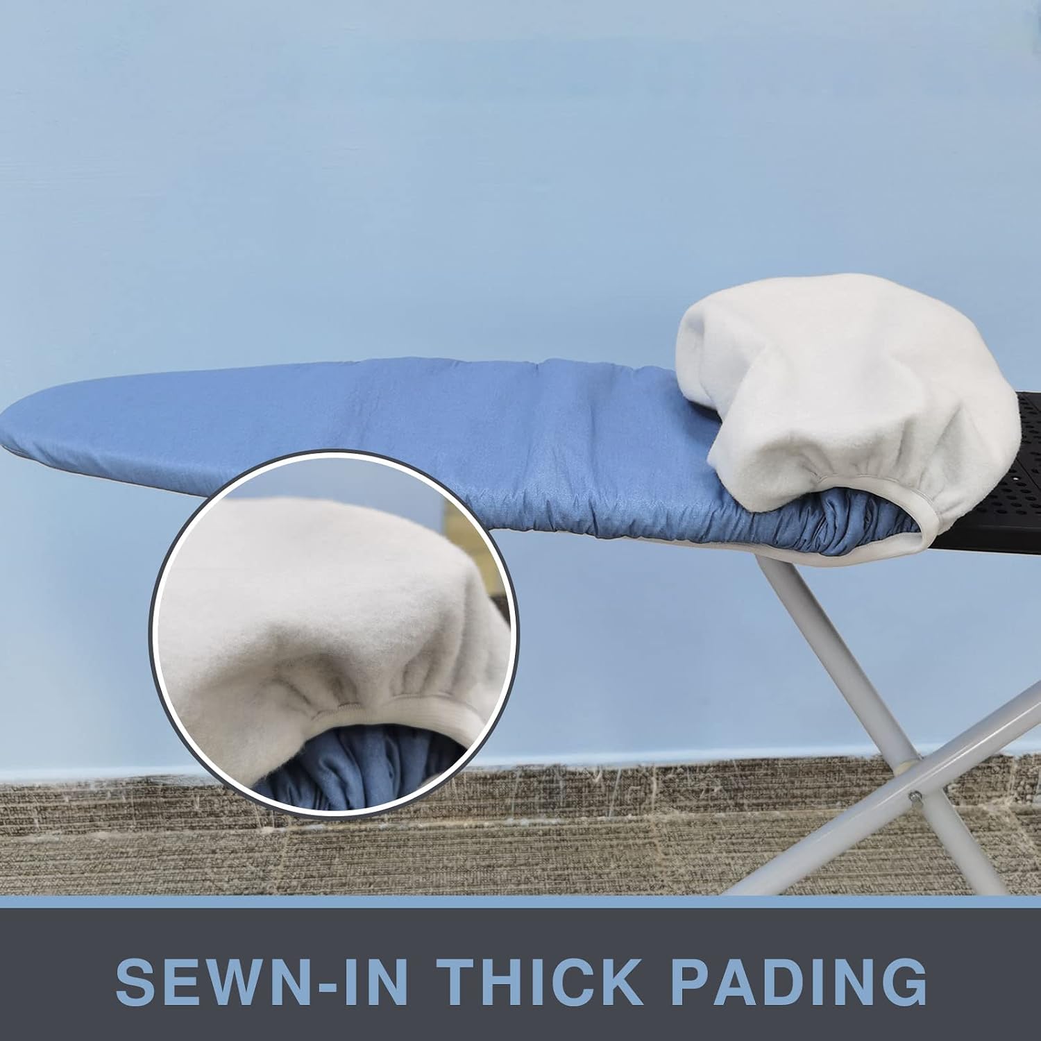 Ironing Board Cover and Pad Small Size 13x43, 12x42, Thick Padding | Elastic Edge, Easy Fit, Silicone Coated