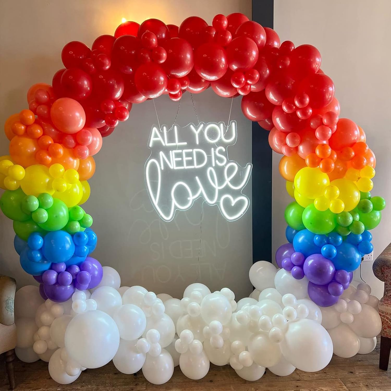Rainbow Balloons Arch Kit - 175 Pcs party balloons ， balloons for birthday party ， balloon assorted colors ，kids'