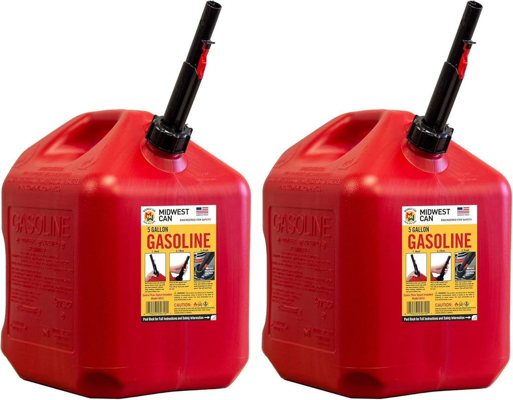 Company 5610 5 Gallon Gas Can Fuel Container Jugs w/Spout (2 Pack) | (2 Pack)
