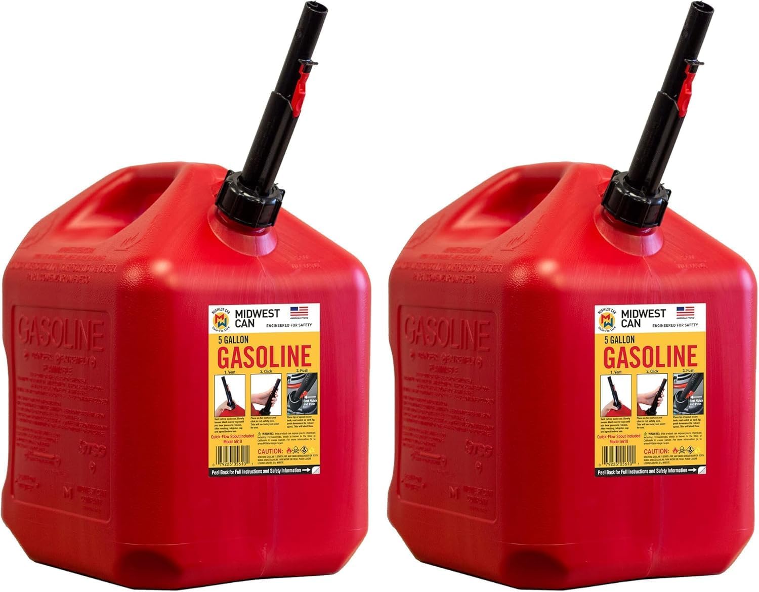 Company 5610 5 Gallon Gas Can Fuel Container Jugs w/Spout (2 Pack) | (2 Pack)