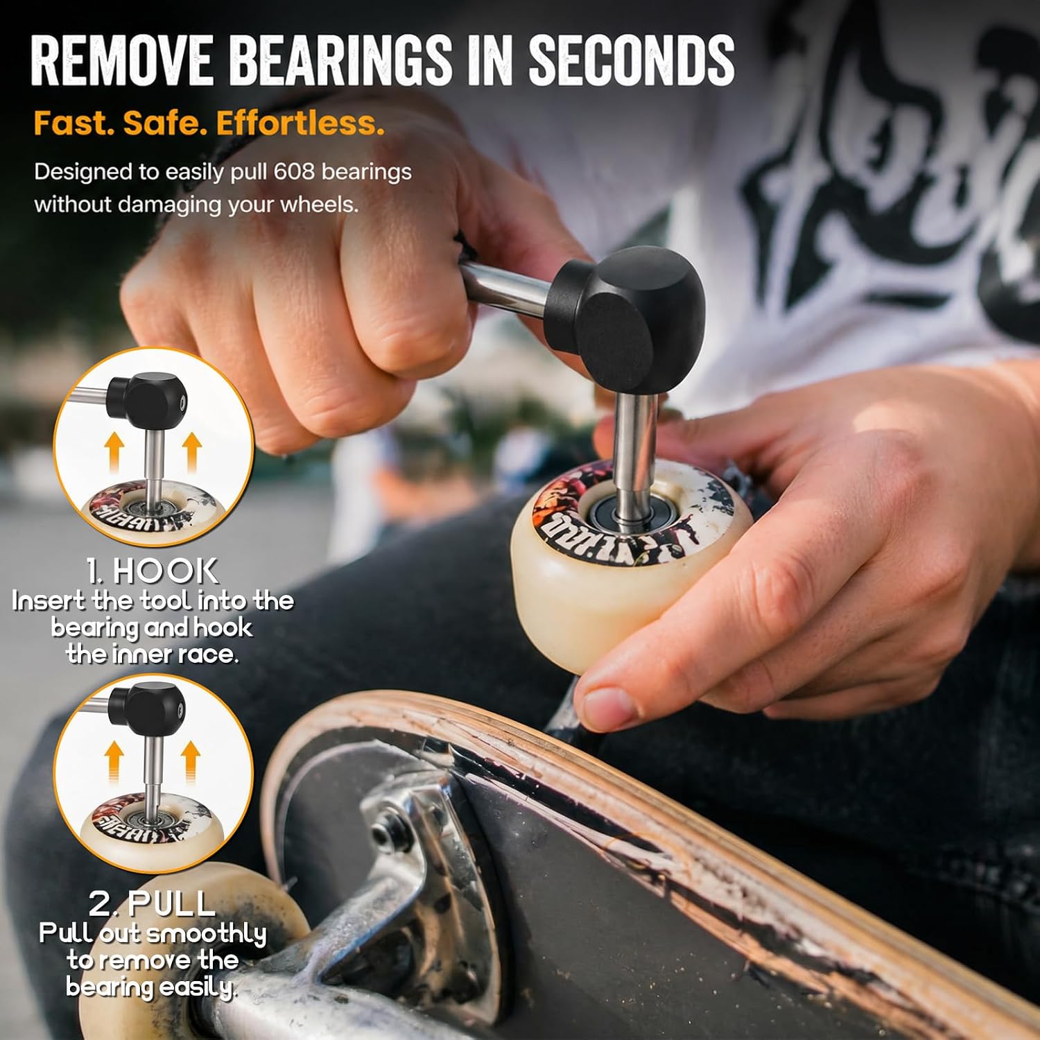 Skate Bearing Press Tool Portable 8mm 608 Bearing Installer Remover for Inline Roller Skate, Skateboard, Longboard &