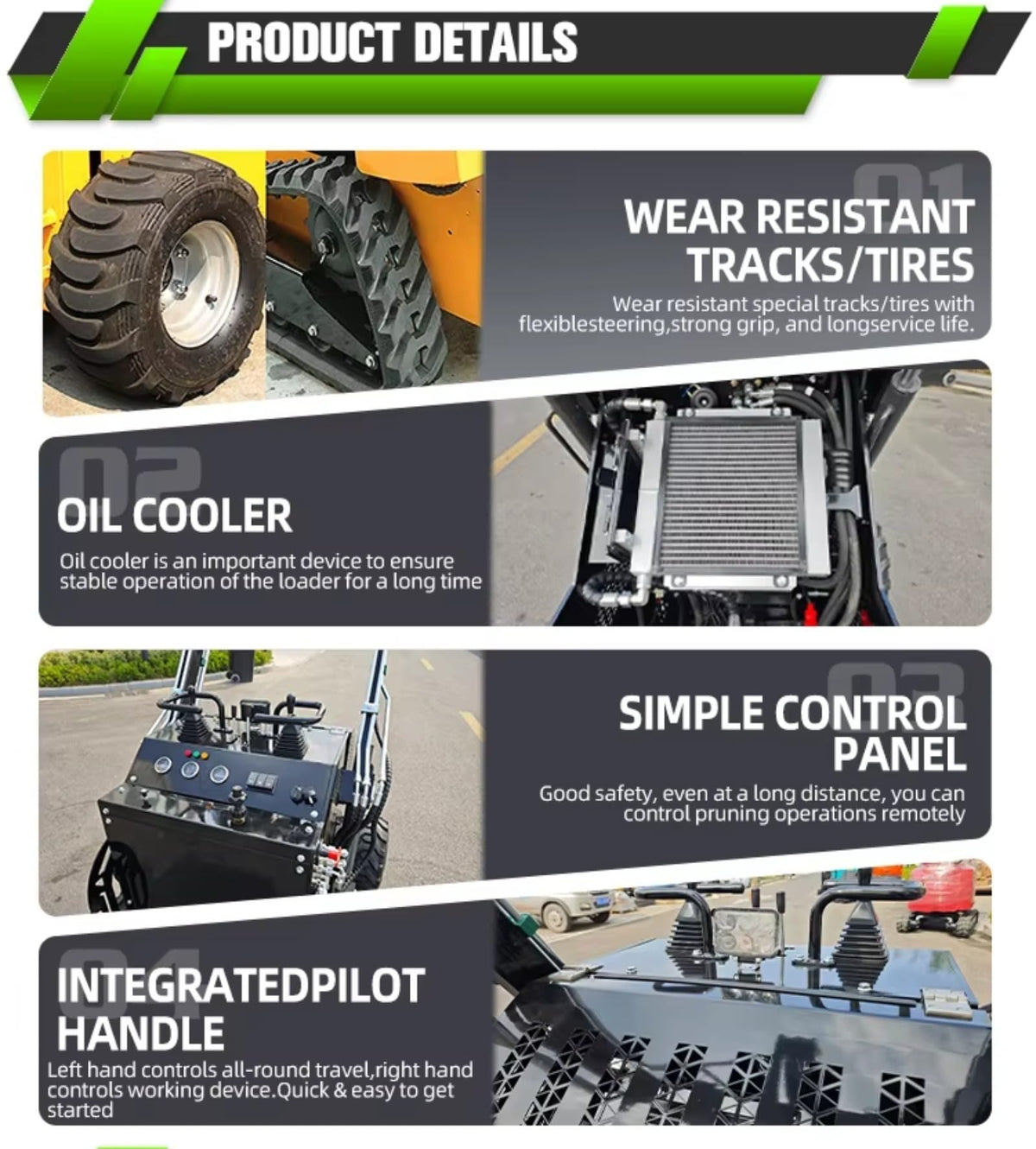 Mini Skid Steer Loader Stand-On Compact Track Loader Front Bucket Loader with All Terrain Track System for Digging