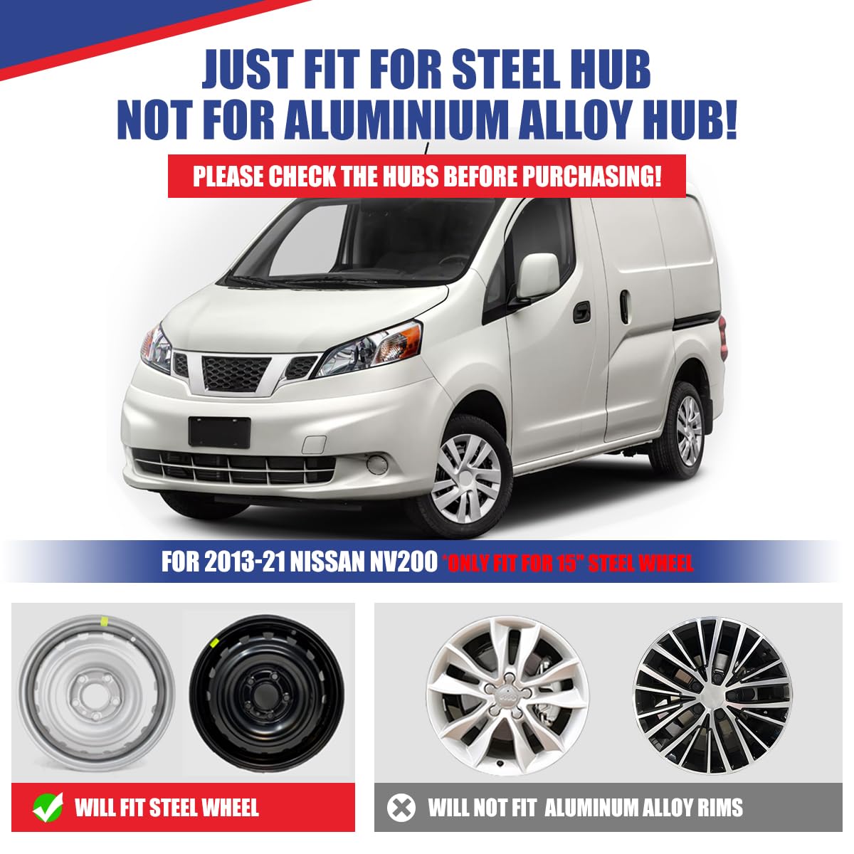 15 Inch Hubcaps for Nissan NV200 2013-2021