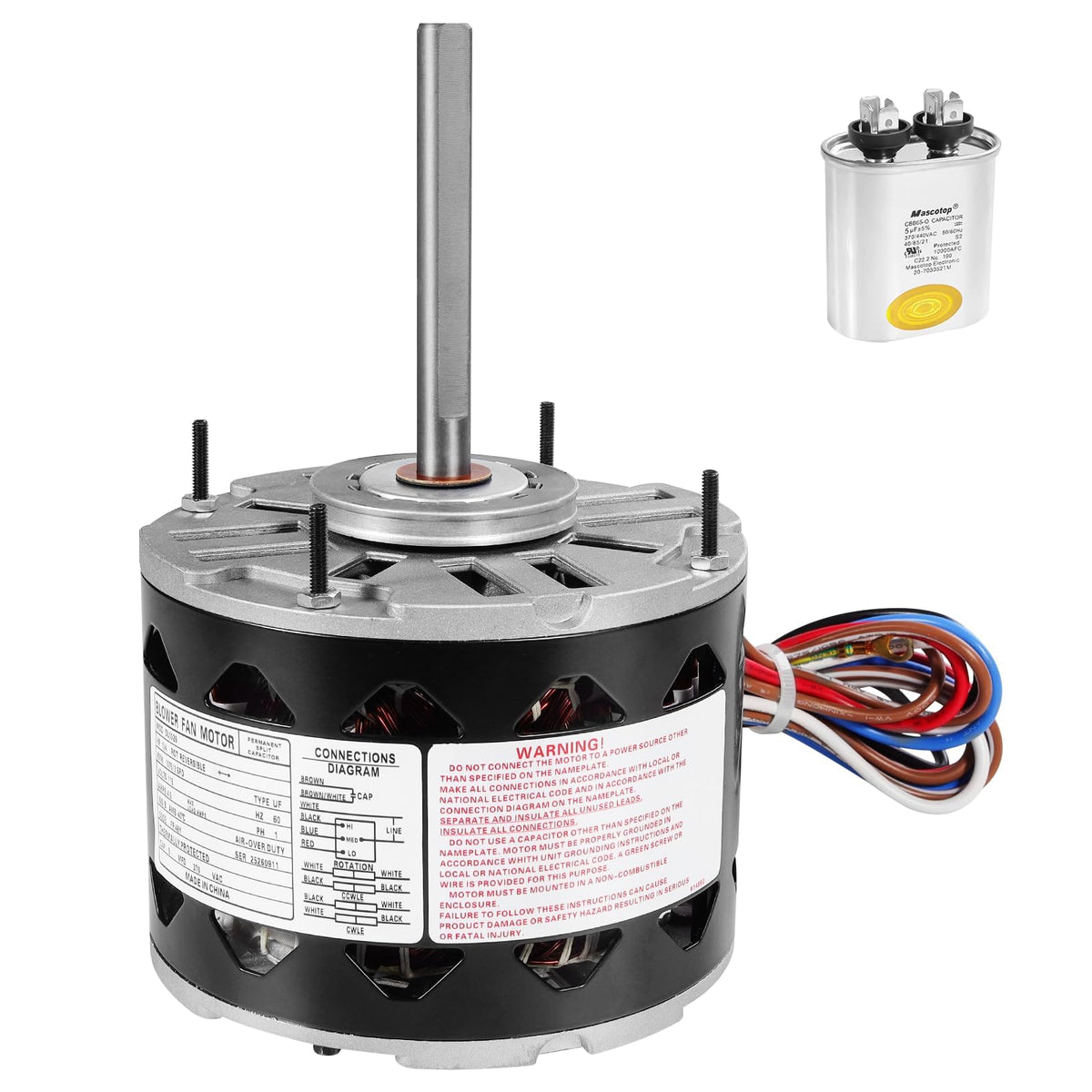 DL1026 Direct Drive Blower Motor 1/4 HP 115V, 1075 RPM 3-Speed