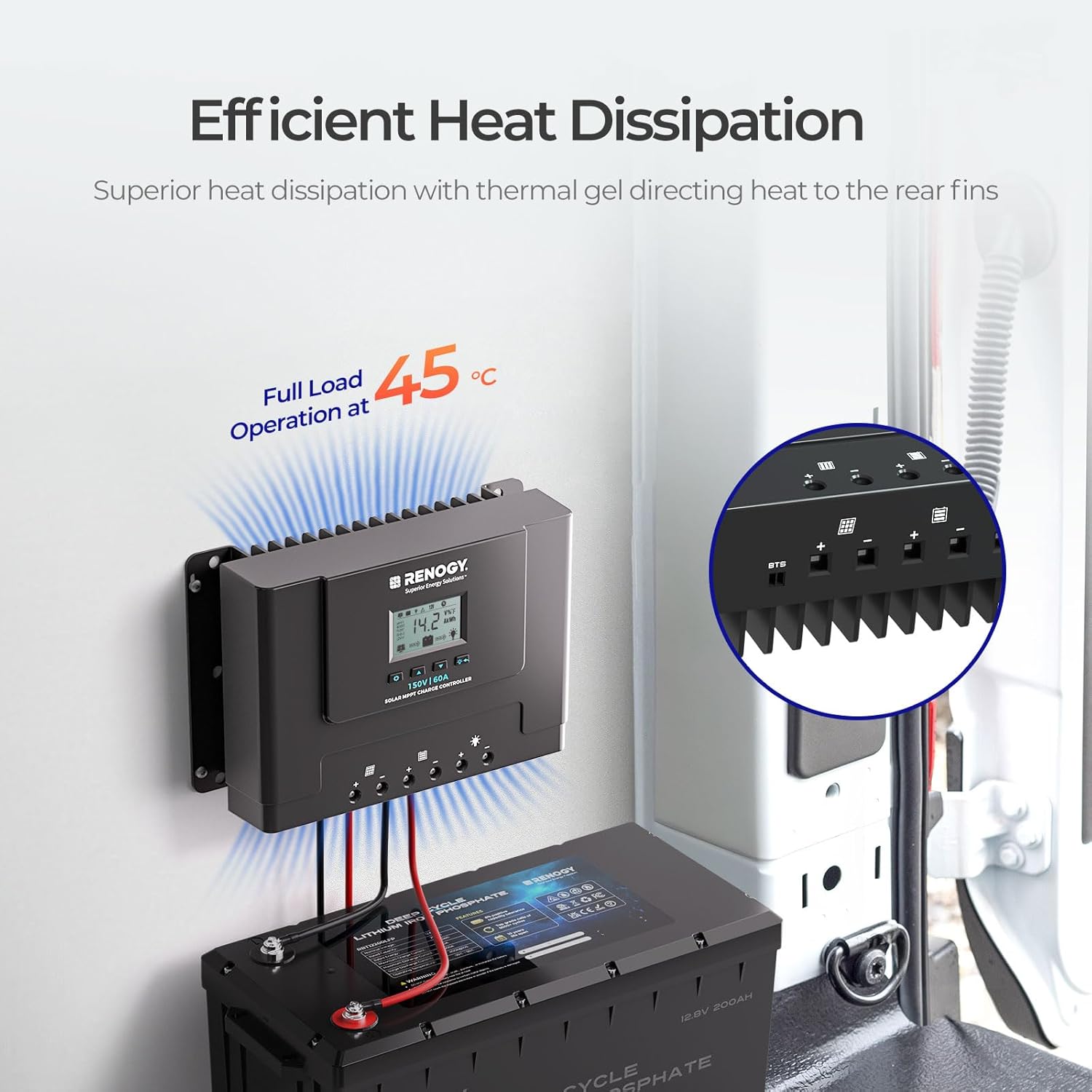 60A MPPT Solar Charge Controller 12V/24V/36V/48V Auto, 150V Maximum Solar Input, for Gel Sealed Flooded and Lithium