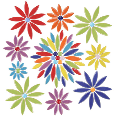Petal Ceramic Mosaic Tiles for Crafts, 454g Mosaic Tiles Ceramic,Floral Mosaic Craft Supplies for Garden Christmas