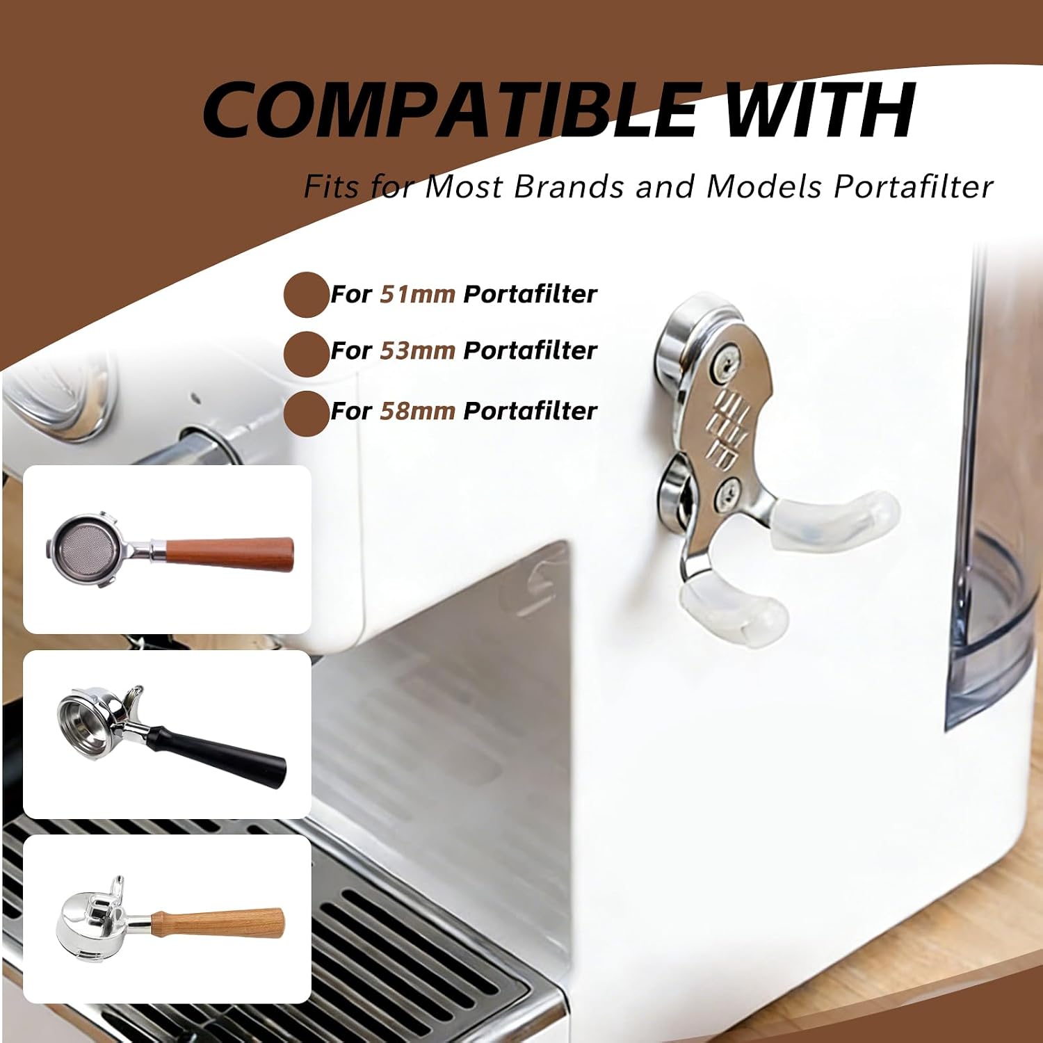 Stainless Steel Magnetic Portafilter & Tamper Holder | Espresso Organizer with Basket Removal Tool | No Adhesive