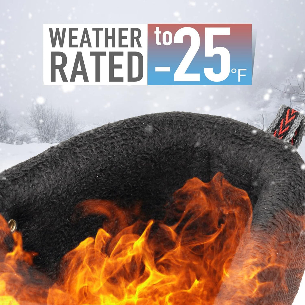 Men's Snow Boots Waterproof Insulated Winter Black Hiking Rubber Fur lined Warm Lightweight Outdoor Shoes,Non-Slip