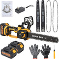 12" Brushless Cordless, Chainsaw with 2x4.0 Ah Batteries, 1200W High Power Electric Chainsaw with Auto Oiler & 2