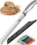 Serrated Bread Knife with 10-inch Upgraded Stainless Steel Razor Sharp Wavy Edge Width - Bread Cutter Ideal for