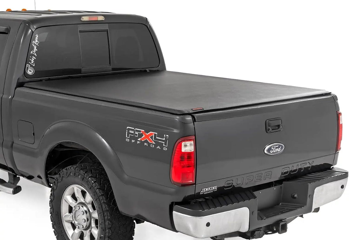 Rough Country Soft Roll Up Truck Bed Tonneau Cover for Ford F250/350 Super Duty (1999-2016) - Fits 6'10 (82") Bed, Weatherproof Bed Cover