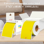 3x5 inch Rectangle Color Code Sticker, 1000PCS Permanent Yellow Large Label