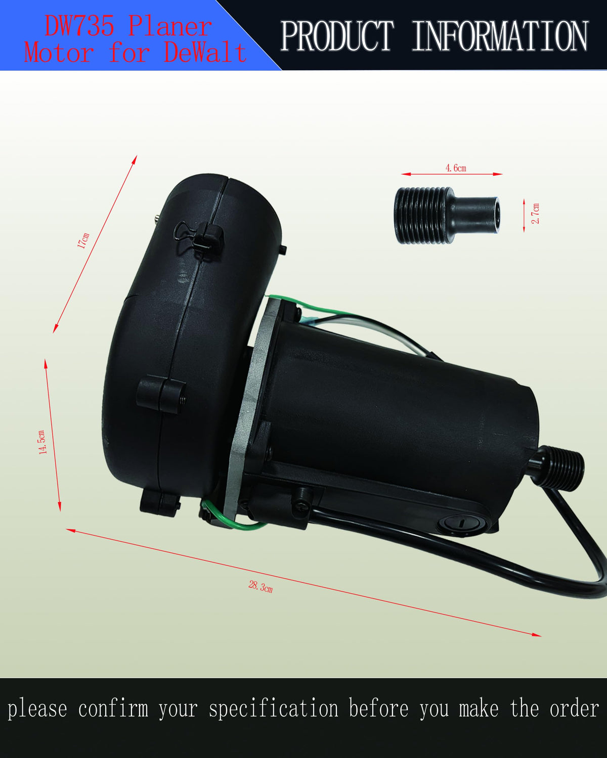 Planer Motor Assembly for DeWalt DW735 DW735X, 120V with Fan