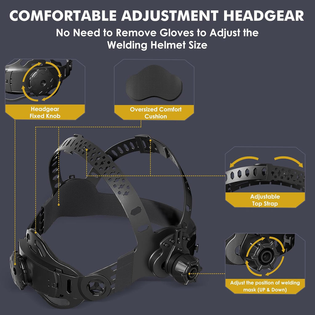 Welding Helmet Auto Darkening True Color Large Viewing, Welding Hood Solar/Replaceable Battery Powered, Wide Shade
