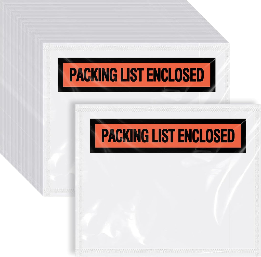 1000 Pcs Packing List Envelopes Clear Adhesive,Orange,7" X 10"
