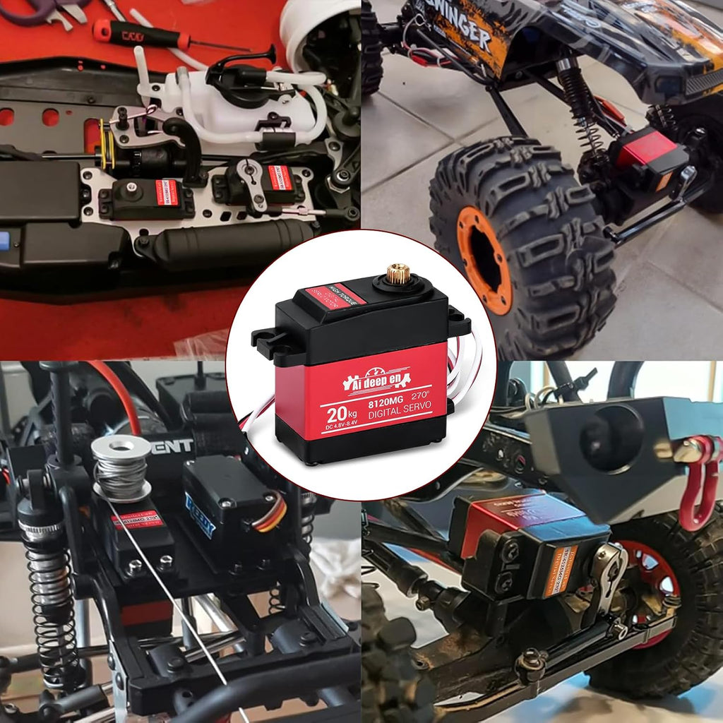 2-Pack 20KG High Torque RC Servo, 20KG Servo Motor 4.8-8.4V RC Servo Full Metal Gear Waterproof Compatible with 1/8