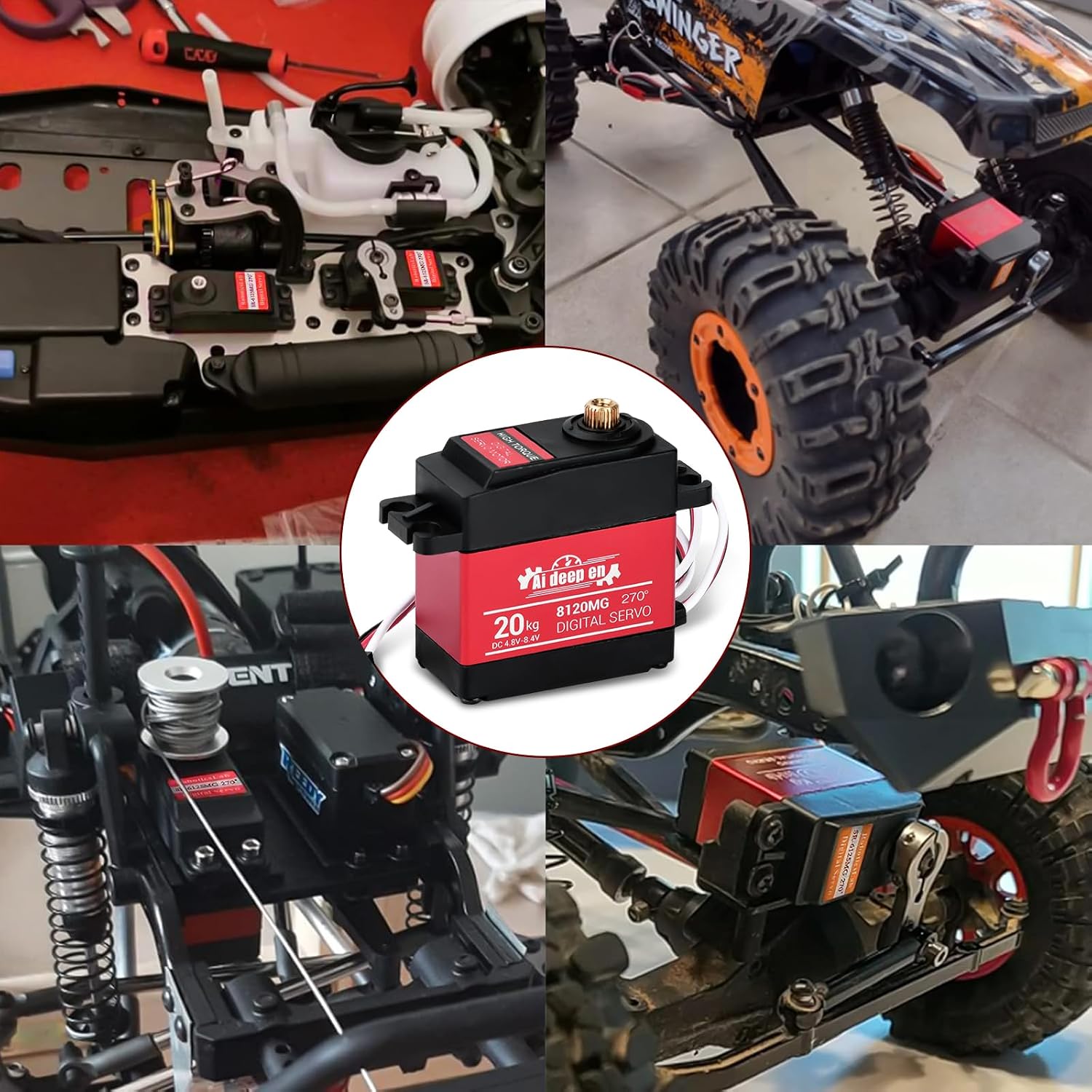 2-Pack 20KG High Torque RC Servo, 20KG Servo Motor 4.8-8.4V RC Servo Full Metal Gear Waterproof Compatible with 1/8