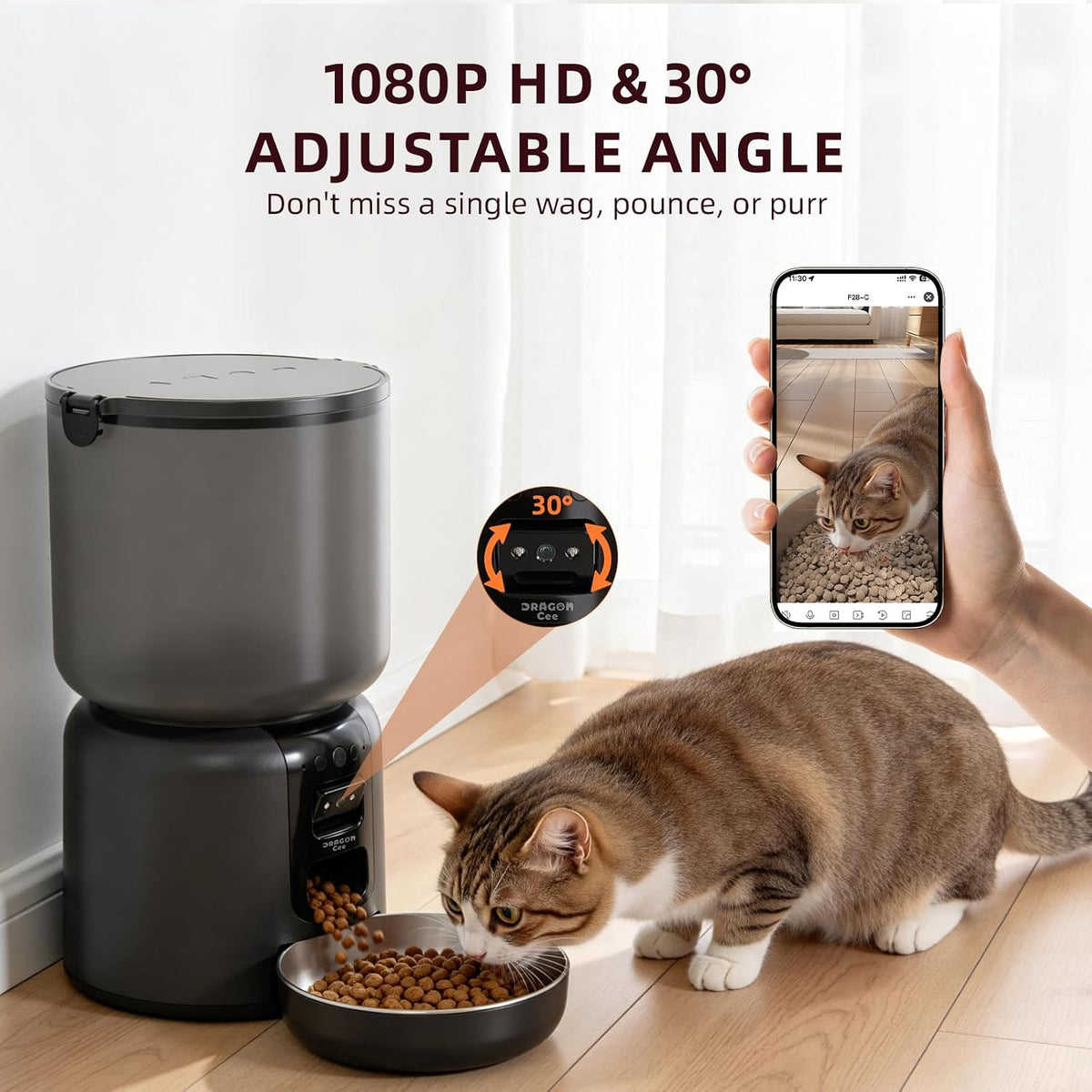 Automatic Cat Feeder with Camera – 5G WiFi Timed Cat Food Dispenser, 4L Clog-Free Smart App Control Pet Feeder, 1080P