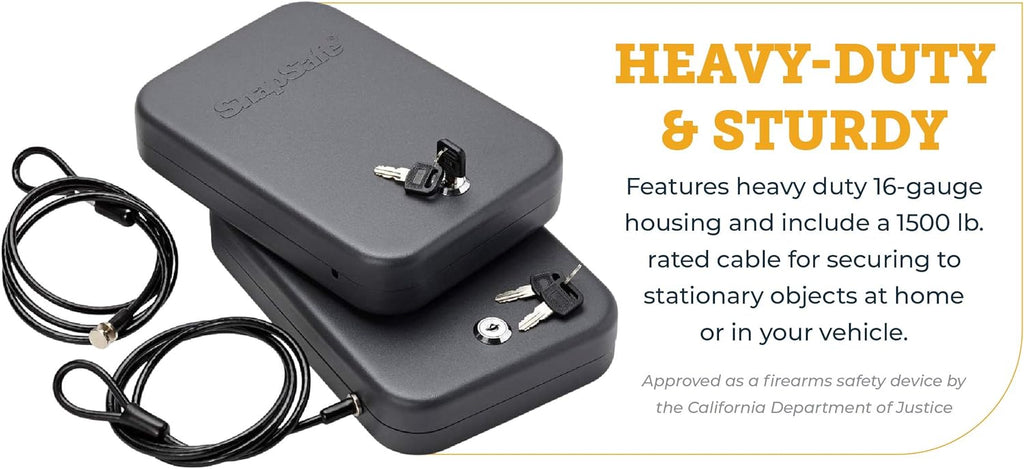 Portable Lock Box for Guns and Valuables, 2 Pack - Includes 2 Lock Boxes (Keyed Alike), 4 Keys and 1500 Pound
