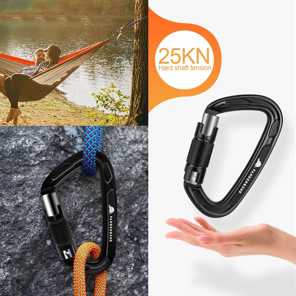 T-Fly Auto Locking Climbing Carabiner Clips 25KN (5620 lbs), Heavy Duty Carabiners for Rock/Ice Climbing, Rappelling