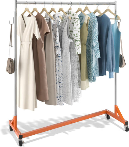 Z Rack, 300 lbs Industrial Grade Z Base Garment Rack, 24" x 63" x 71" Clothes Rack, Sturdy Steel Heavy Duty Clothing