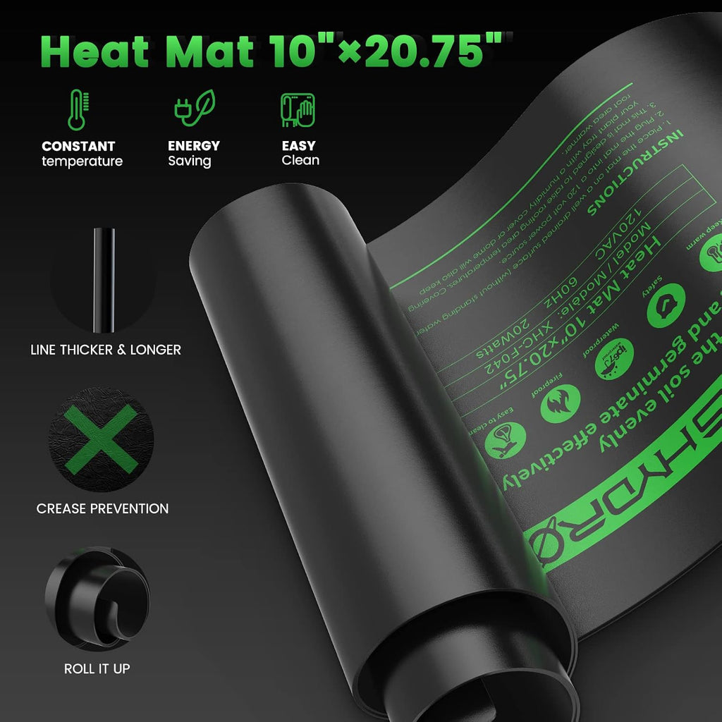 10''x 20.75'' Seedling Heat Mat with Thermostat Combo Set，Heating Pad for for Germination, Indoor Gardening, Greenhouse