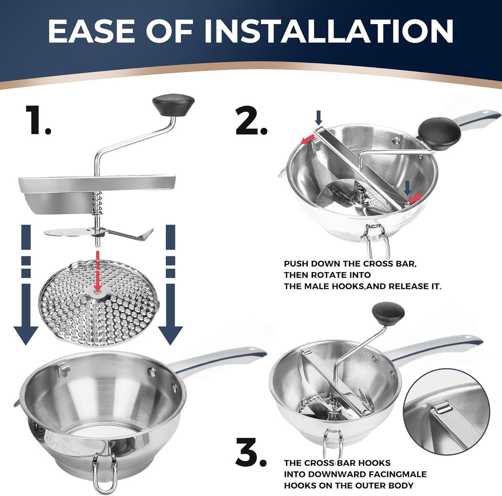Stainless Steel Food Mills With 3 Milling Discs,Ergonomic design Of Rotary Food Mills For Tomato