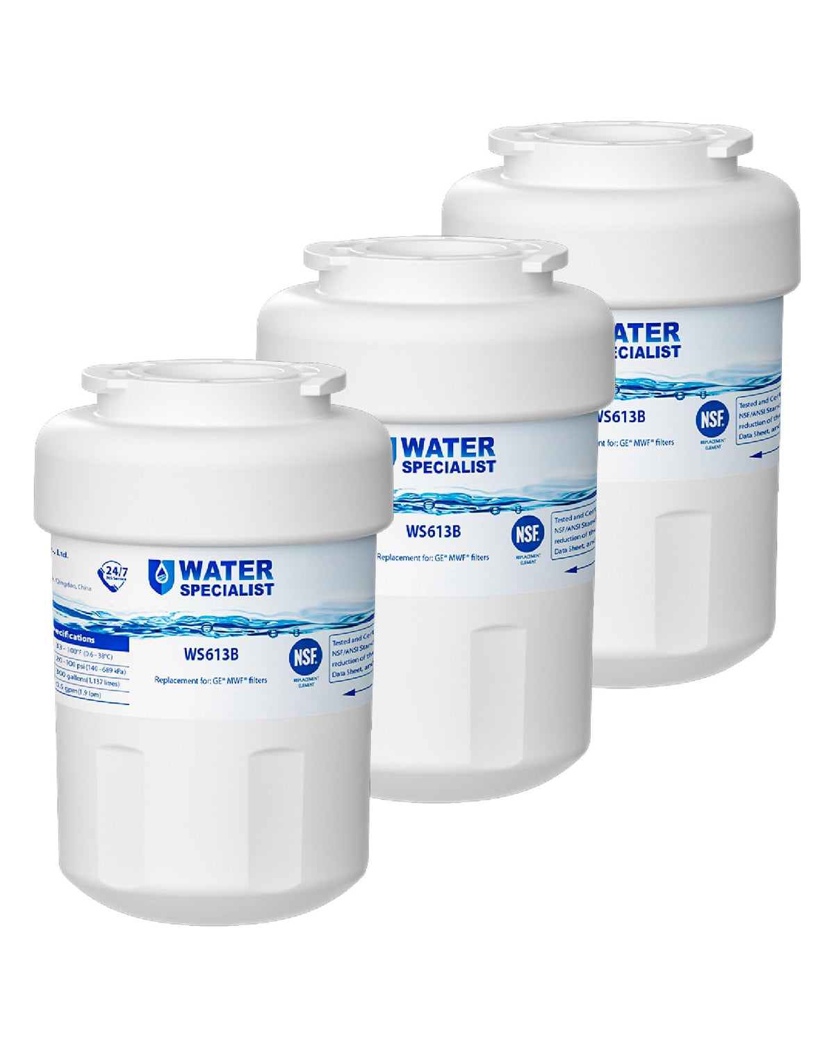 WS613B Water Filter, Replacement for GE MWF, 3 Pack