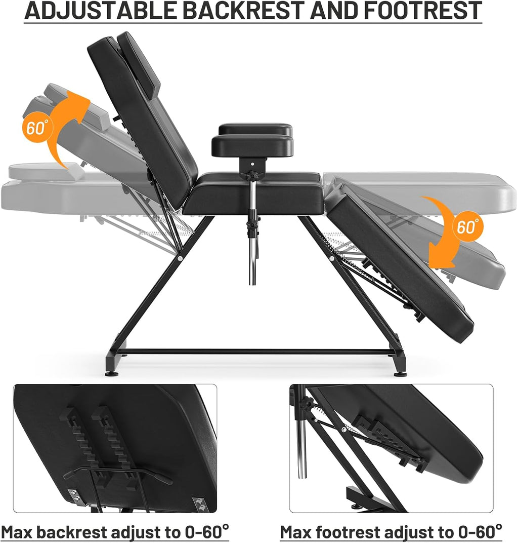 Tattoo Chair for Client Adjustable Tattooing Bed with Stool