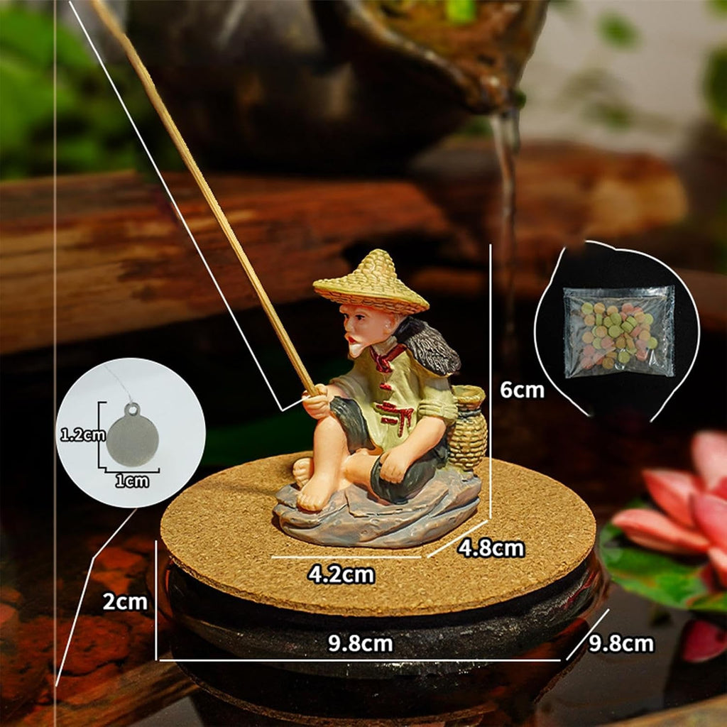 Floating Fish Tank Decor – Small Decorative Fisherman Figurines with Interactive Features, Aquarium Accessories, Pet