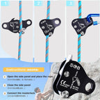Climbing Descender Ascender Belay Device Self Locking Fall Protection Rappel Equipment Rope Grip for 8-13mm Rope for