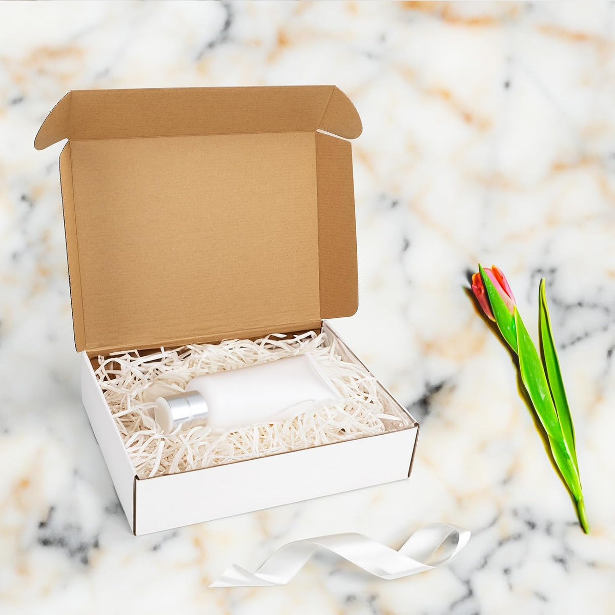 13x10x3 Shipping Boxes Set of 25, White Corrugated Cardboard Box for Packing, Mailing, Business