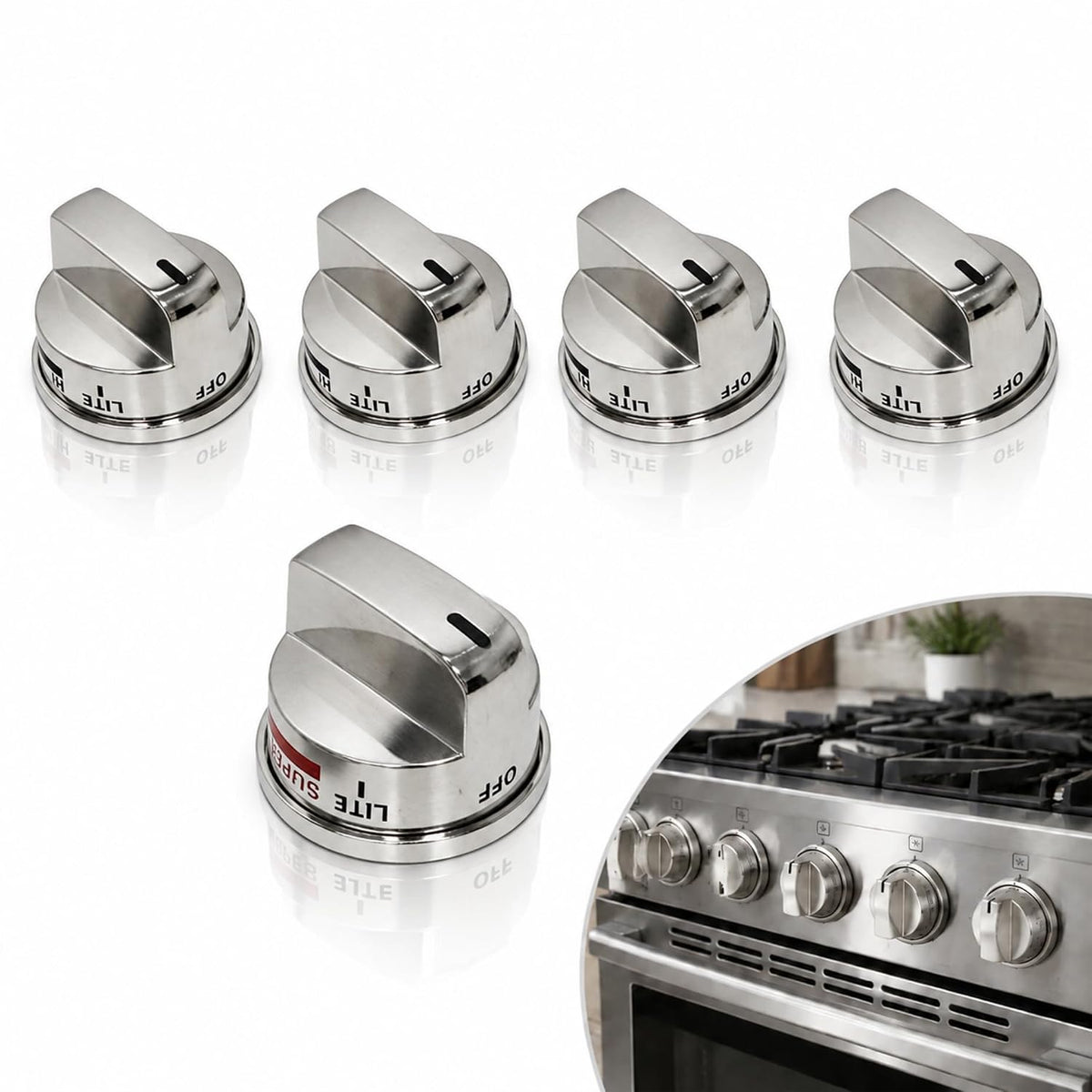 Gas Stove Knobs & Oven Knob Fit for LG LRG30355ST LRG30357ST
