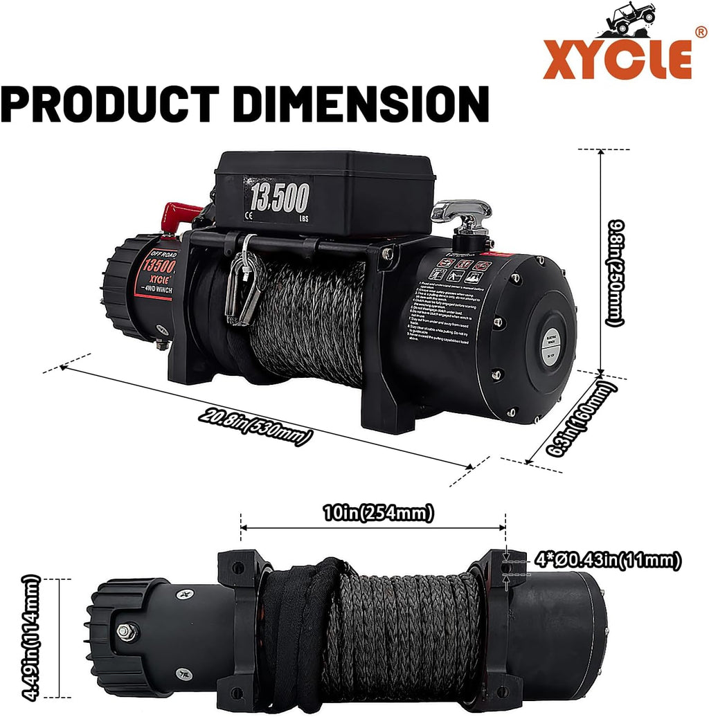 Winch13500lbs 12V Waterproof Electric Winch Synthetic Rope Truck Winch Towing Winch Boat Trailer Winch SUV 4-Wheel