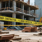 2 Rolls Under Construction Party Tape, 98.4 Feet x 11.8 Inch Construction Caution Tape Black and Yellow Hazard