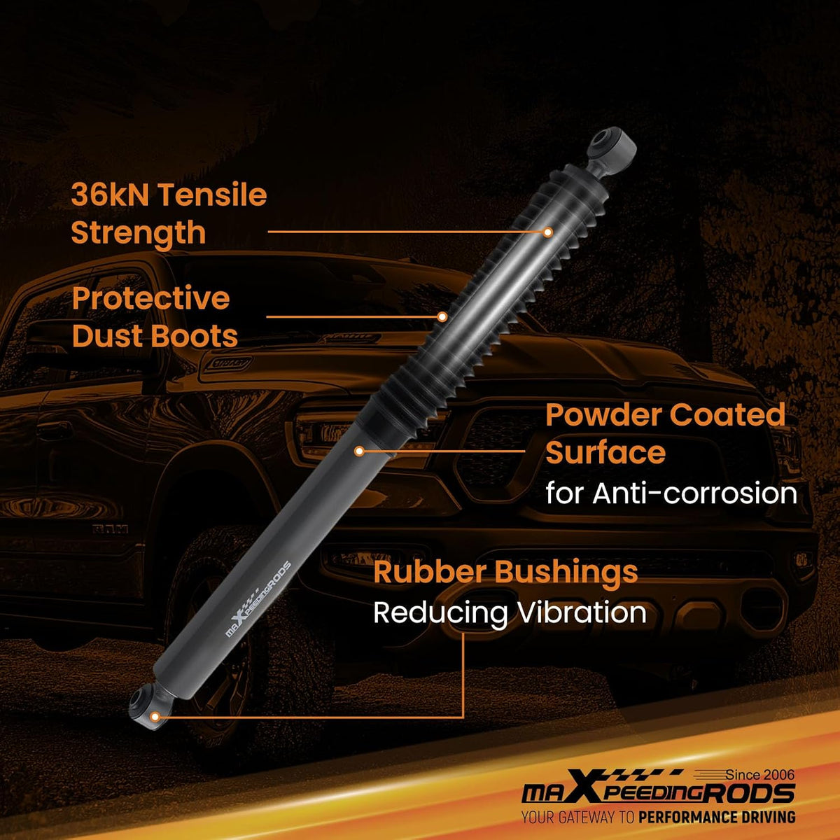 maXpeedingrods Fit 3.5-5.5" Lift Rear Shocks for Ram 1500 4WD 2009-2024