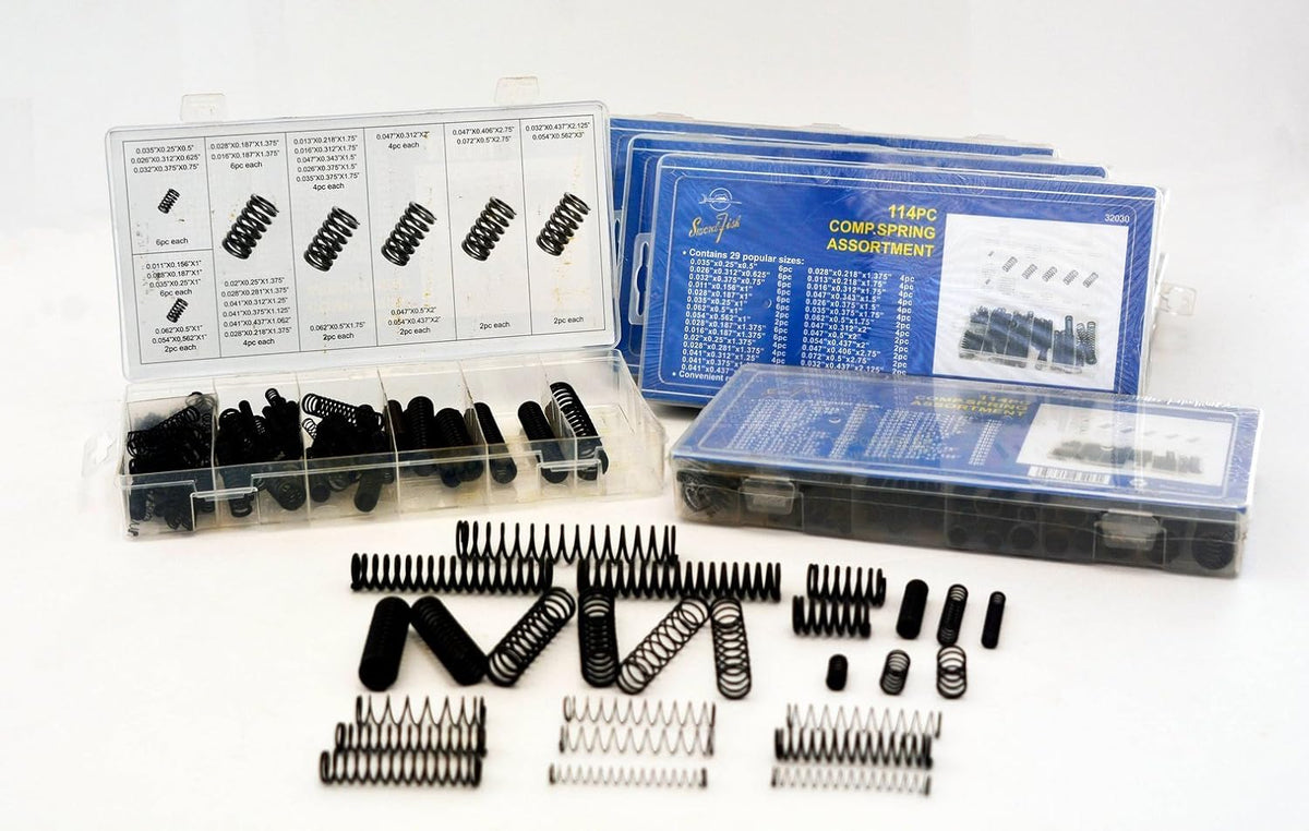 114pc Black Oxide Finish Compression Spring Assortment