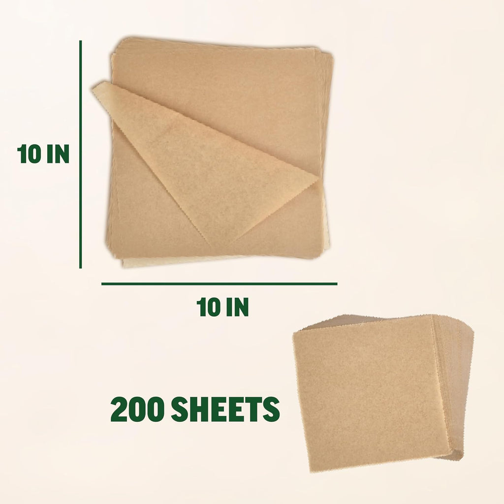 10x10 Parchment Paper Squares, 200 Sheets, Unbleached, Pre-Cut
