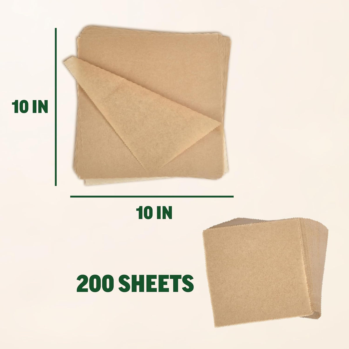 10x10 Parchment Paper Squares, 200 Sheets, Unbleached, Pre-Cut